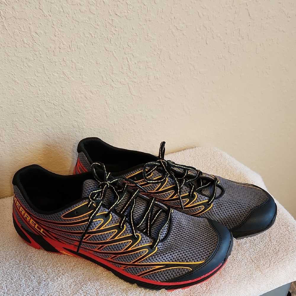 Merrell Men's Gray Sneakers with Red and Yellow Accents